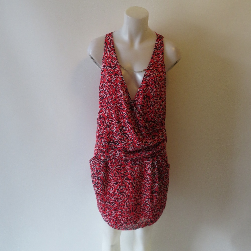 IKKS WOMEN RED/BLACK/WHITE DESIGN PRINT DRESS 6 *